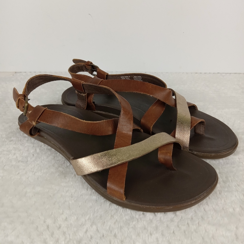 OluKai Brown and Gold Women's Sandals